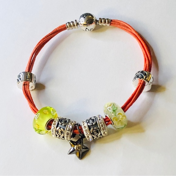 Pandora Multi Strand Bracelet with Sterling Silver Charms - Picture 3 of 9